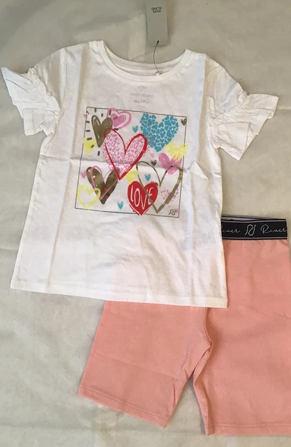 River island mini girls aged 3-4 years pink cycling shorts set BNWT 2