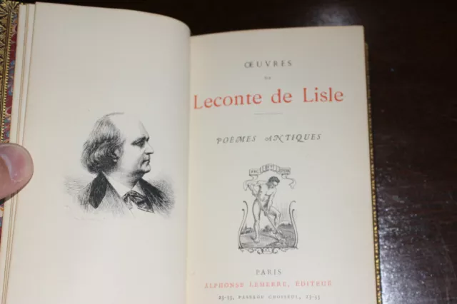 ✒ LECONTE de LISLE Poèmes antiques ca.1910 Plein maroquin brun 3