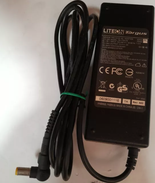 LITEON TARGUS LAPTOP POWER SUPPLY CHARGER AC ADAPTER PA-1750-08 15v 5A