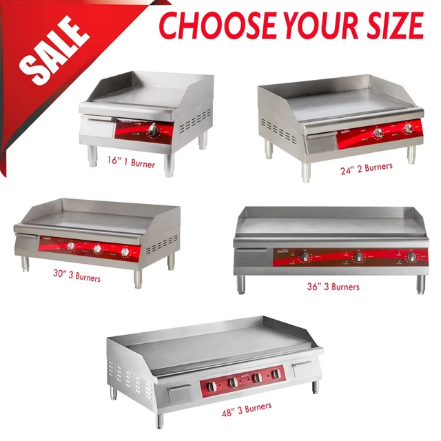 CHOOSE YOUR SIZE Electric Countertop Griddle (1 to 3 Burners) 120V-208/240V