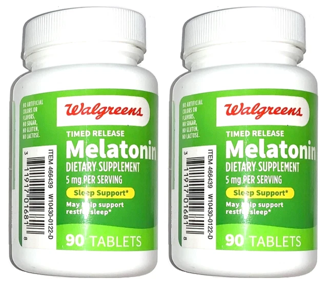 Walgreens Timed Release Melatonin 5mg for Sleep Support, 90 Tablets Exp: 07/2024