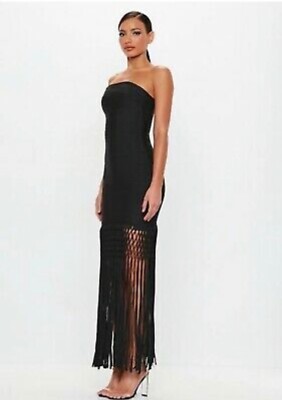 Worn once Missguided peace and love black bandage bandeau dress size 12