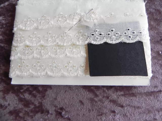 New Card of Broderie Anglaise Lace - Cream - 2.5cm x 4mts