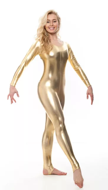 All Colours Shiny Metallic Dance Fancy Dress Long Sleeve Catsuit KDC012 By Katz