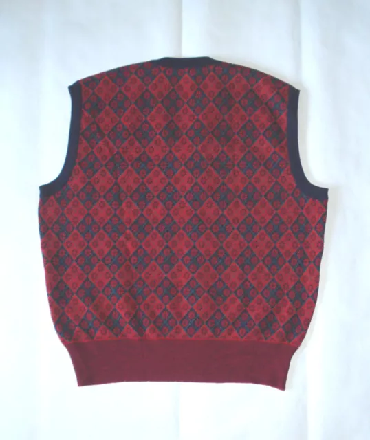 Gilet stile tirolese in pura lana vergine, maglieria vintage primi Anni 70, TG M 3