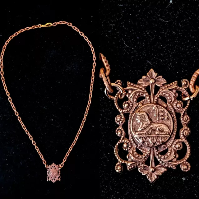 Vintage 1940s French Egyptian Revival  Sphinx Necklace. Gift Idea