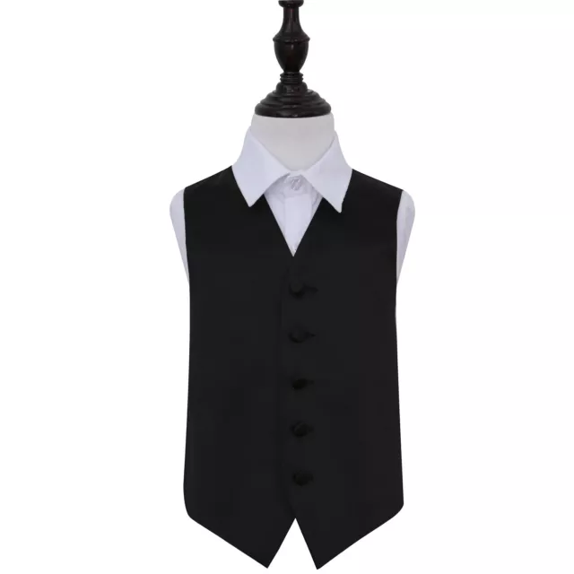 Black Satin Plain Solid Page Boys Kids Wedding Waistcoat Suit Vest by DQT