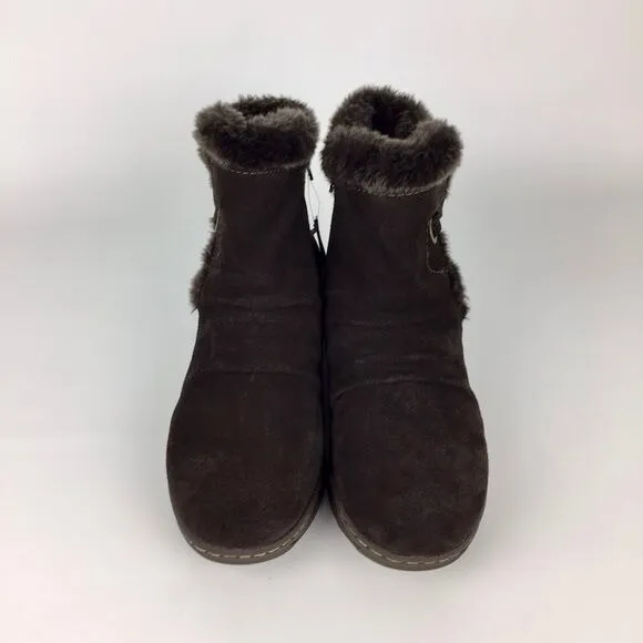BareTraps Womens Adalyn Brown Suede Faux Fur Lined Ankle Boots Winter size 11 2