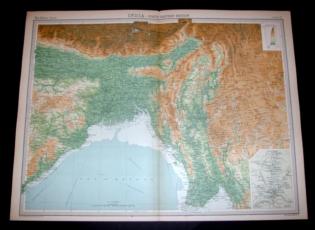 THE TIMES ATLAS 1921  - INDIA - NORTH-EASTERN SECTION, Map Plate 57