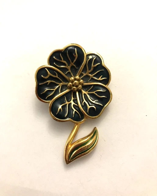 Vintage signé Art auteur ton or métal strass cabochon broche broche - Canada