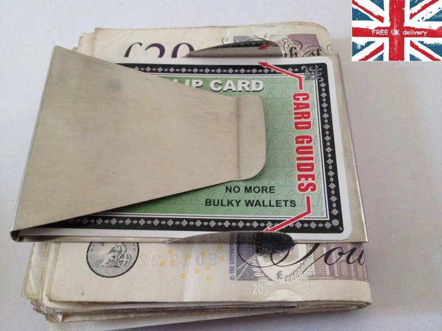 New Stainless Steel Money Clip Double Sided Credit Card Holder Ultra Thin Silver