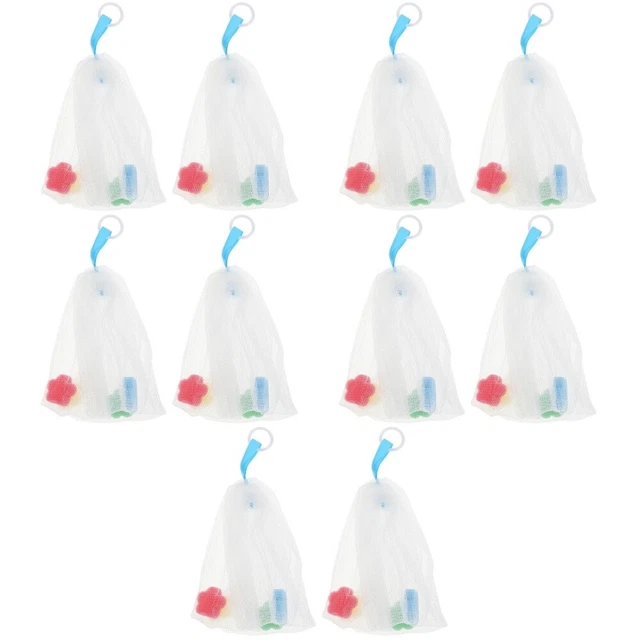 10 Pcs Face Cleansing Foam Maker Cleanser Foaming Net Bath Loofah Portable