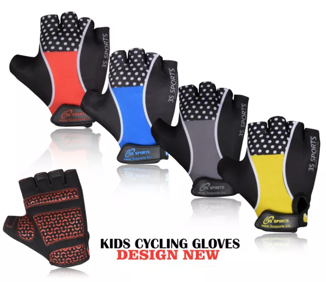 3S Kids Boys Girls Padded Cycling Scooter Bmx Bike Gloves Cycle Bicycle New