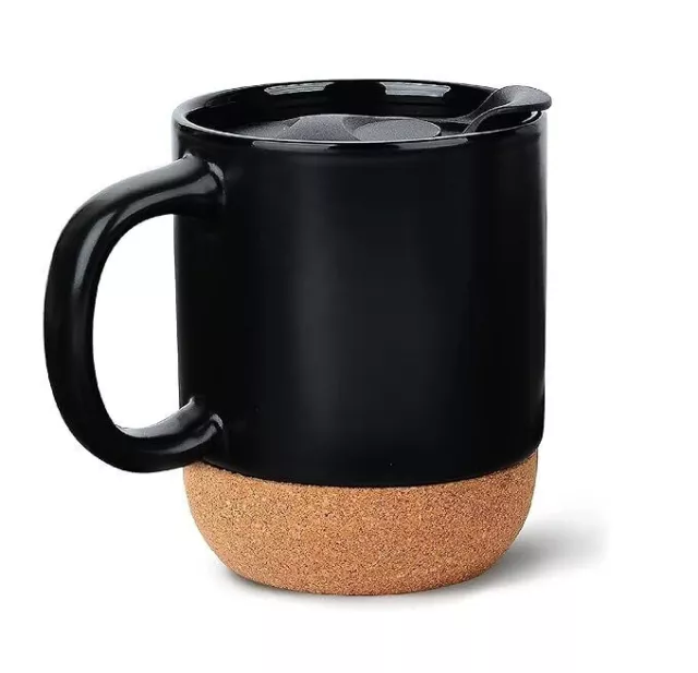 Taza de café con base de corcho, tazas de café reutilizables con tapa para...