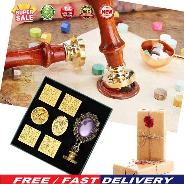 Sello de cera de flores juego f? Inicialmente sello de cera desmontable mango cera