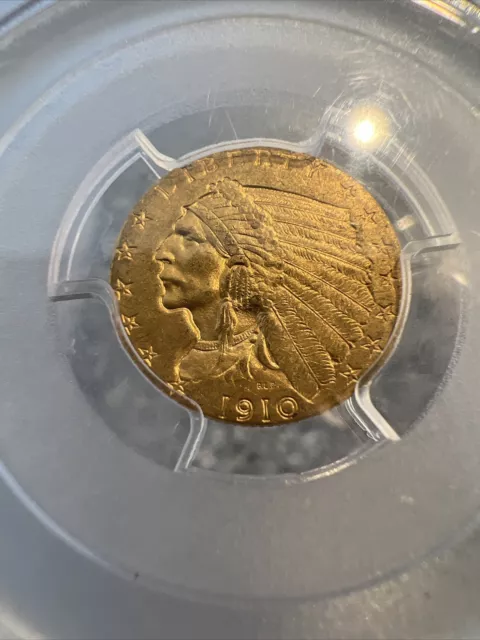 MS61 1910 $2.50 Indian Head Gold Quarter Eagle PCGS 3