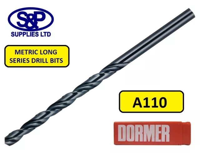 Dormer A110 Hss Long Series Bits For Steel / Metal Sizes From 1.0Mm To 12.0Mm