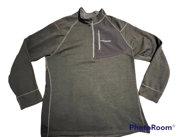 Voormi Access Next Pullover Men’s XXL Black Wool Blend Thermal 1/4 Zip USA