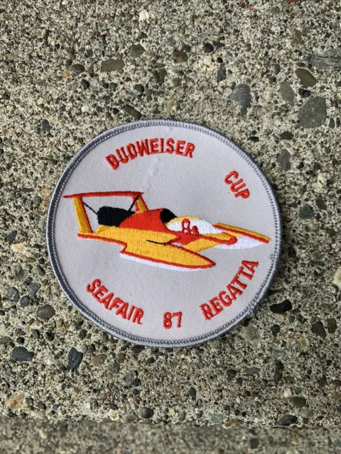 1987 Seattle SEAFAIR REGATTA BUDWEISER CUP shirt uniform patch Hydroplane boat