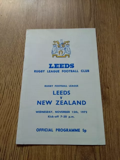 Leeds v New Zealand Nov 1972 Rugby League Programme