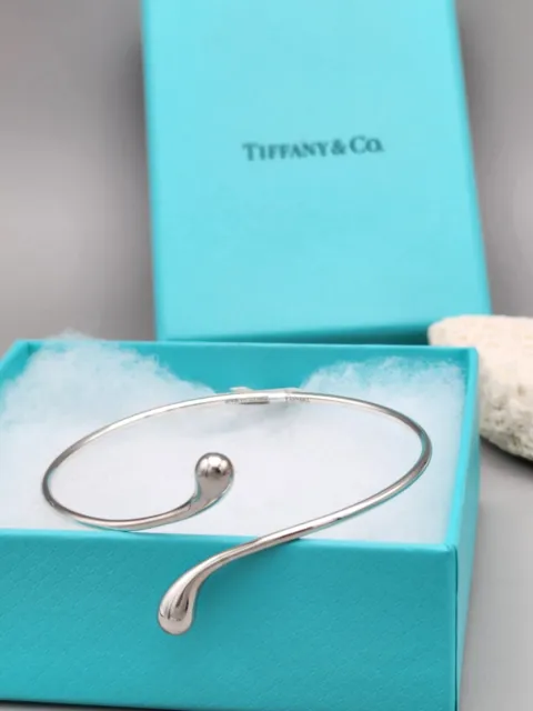 Tiffany & Co. Elongated Teardrop Bangle Bracelet Sterling Silver Elsa Peretti