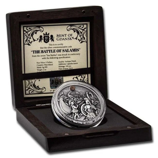 2019 Niue 2 oz Antique Silver Sea Battles - The Battle of Salamis 3