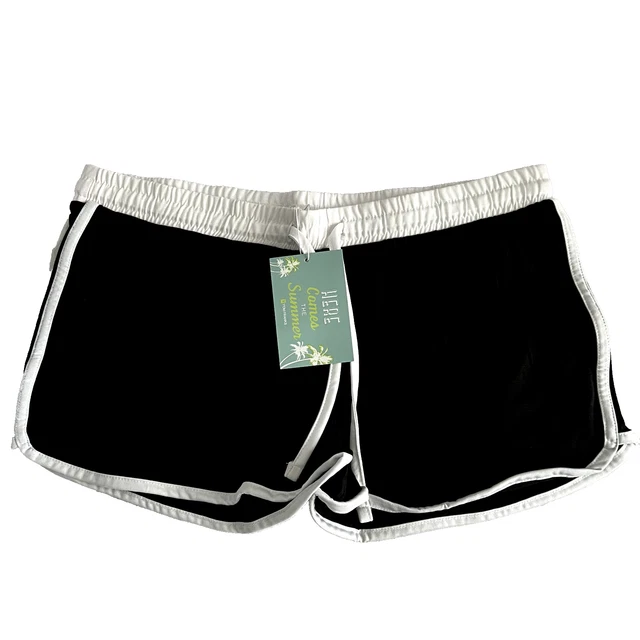 URATOT Women's Cotton Shorts 2-Pack – Gym, Yoga, Running Active Shorts With Elastic Waist, Black & Navy - View #7