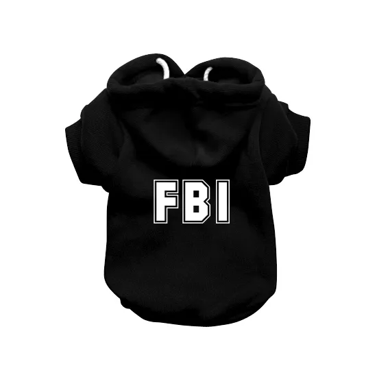 FBI Black Dog Sweatshirt Hoodie - Dog Sweater - Dog Jumper - Dog Clothing