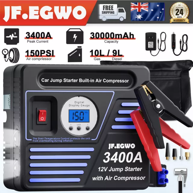 JF.EGWO 3000 Peak Portable Jump Starter Air Compressor Start