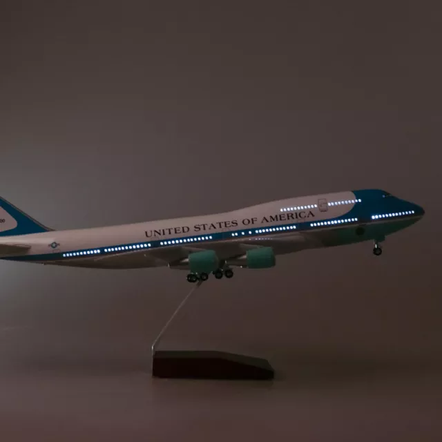 1/150 US Air Force One Airplane Model 47cm Plane w/ Undercarriage& Voice Light