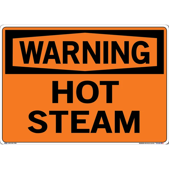 VESTIL WARNING SIGN Decal Sign Message HOT STEAM Length 0.011 in Width