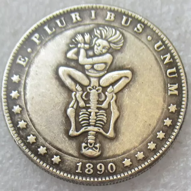 1890 Girl Beat Skull Liberty Bike Dollar Money Hobo Nickel Coin Collectibles G1