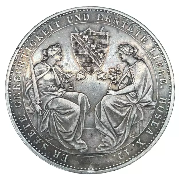 1854F German States SAXONY- ALBERTINE KING FRIEDRICH AUGUST II 2 THALER KM#1183