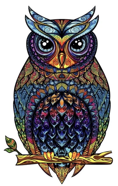 Unidragon King Size (9.9” X 17.1”) Figured Wooden Puzzle- Charming Owl 2