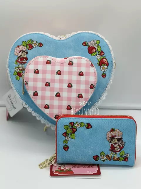 Loungefly Strawberry Shortcake Heart Crossbody Bag and Wallet Set