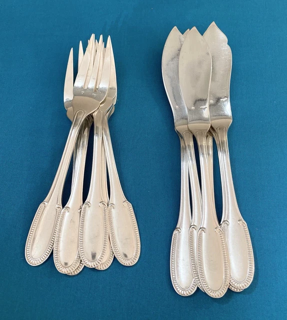 6 couverts à poisson ERCUIS modèle GODRONS métal argenté ménagère table