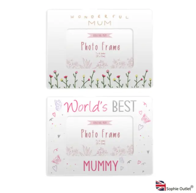 Mothers Day Foiled Photo Frame Worlds Best Mum Nan Birthday Novelty Gift Present