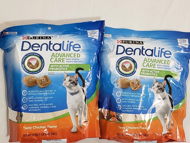 2 piezas Purina Dentalife 19 oz cuidado avanzado golosinas sabroso pollo