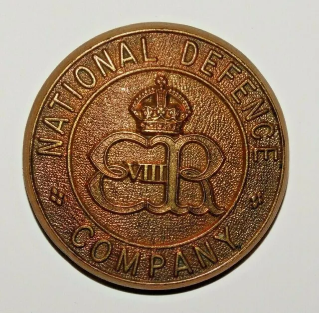 British Military Cap Badge, National Defence Company Badge, Edward VIII, 1938