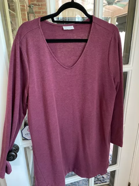 J Jill Berry Womens V Neck Tunic Sweatshirt Material Pullover Long Sleeve