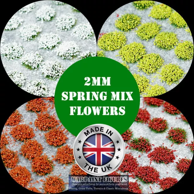 WPF - 120X Spring Flowers Static Tufts- Self Adhesive Wargames Scenery Railways