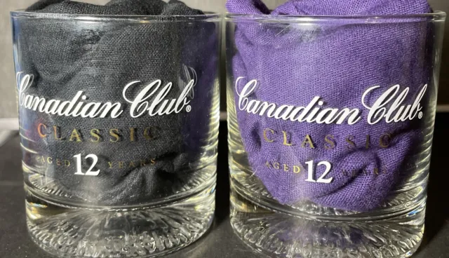 Canadian Club Classic Aged 12 Years Set Of 2 Glasses Rocks whisky Gold Starburst