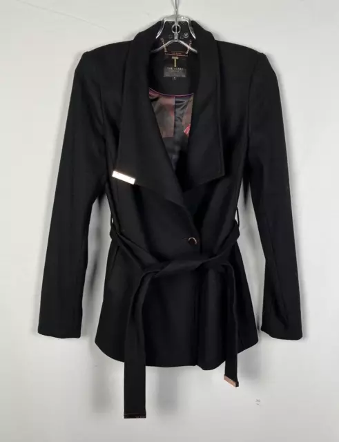 Ted Baker Keyla Short Wool Wrap Coat Black Size 1 Ted, 4 US