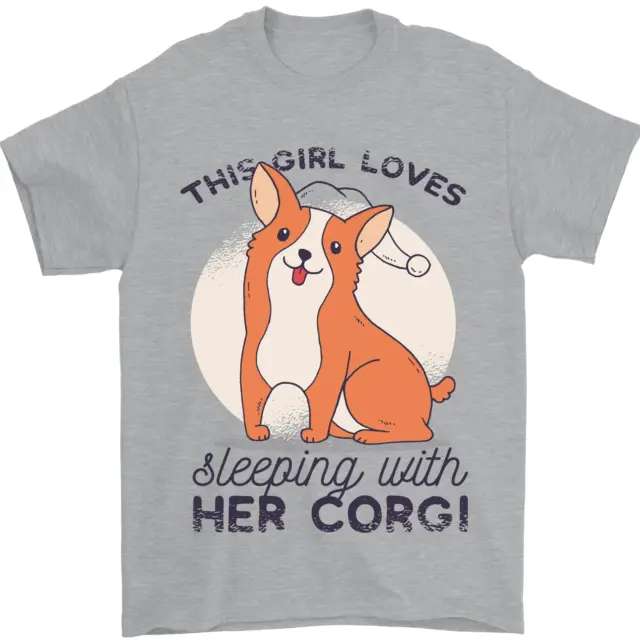 T-shirt da uomo Sleeping With Her Corgi Funny 100% cotone