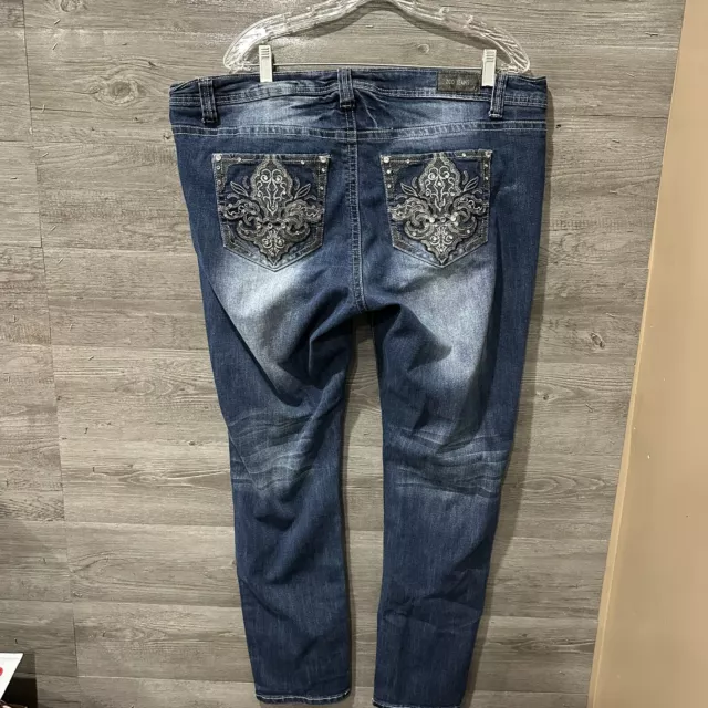 ZCO Jeans Straight Leg Size 20 Women's Blue Embellished Pockets