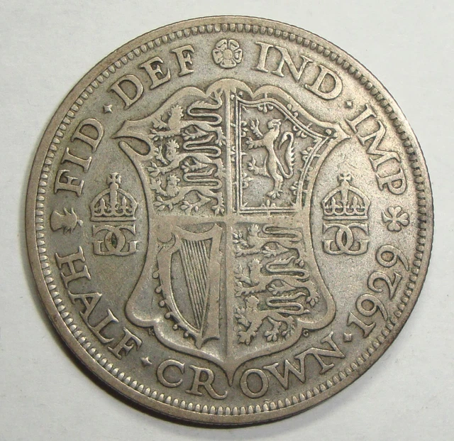 1929 Great Britain Half 1/2 Crown George V Silver World Coin