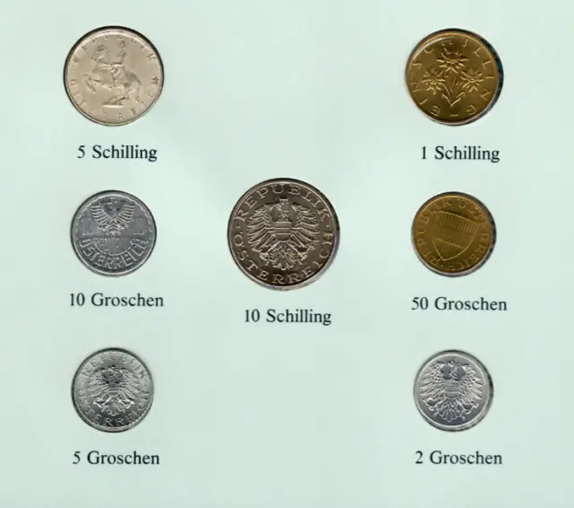 Coin Sets of All Nations Austria 1962-1994 UNC 5 Schilling 1962 Silver 1.9.89 3
