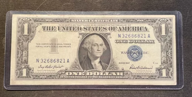 1957 One Dollar Blue Seal Silver Certificate Note Old US Bill $1 Money