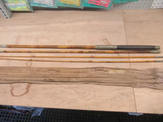 RARE OLD H.H. KIFFE Co. Bamboo Cane Pole 3 Pc 10 Ft With Extra Tip