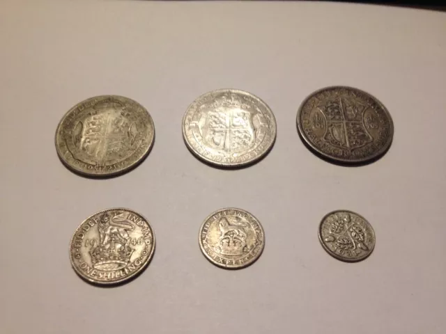 Silver British Coins - Pre 1947 - 50% Silver - Job Lot (5) - 50 Grams